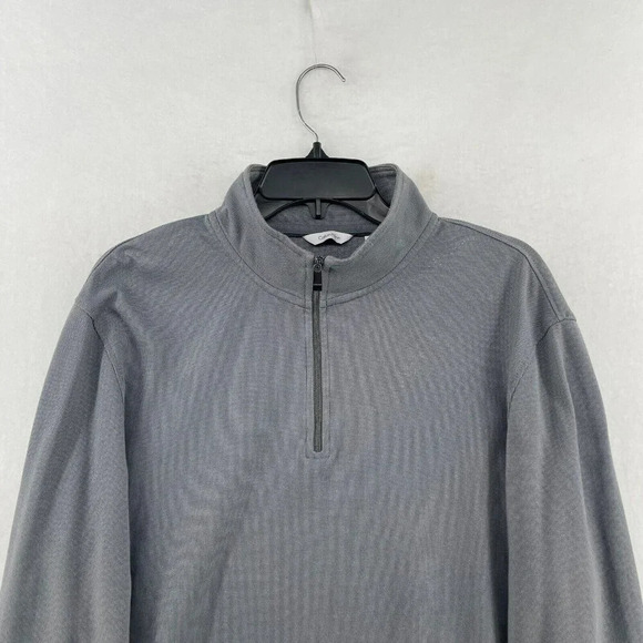 Calvin Klein Sweatshirt Men's Sz M Gray Palin Quarter Zip Regular Fit Pullover - Picture 6 of 12